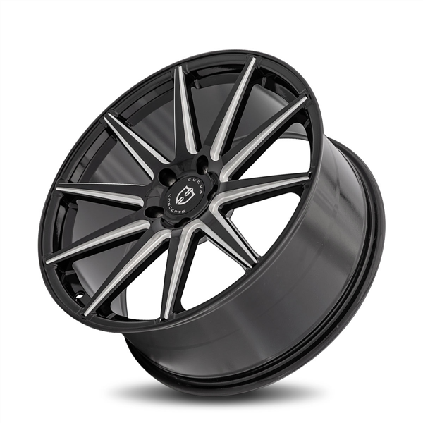 CURVA CONCEPTS-C49 GLOSS BLACK/MILLED 20X10.5 5X112 +40 +66.56 *STAGGERED*