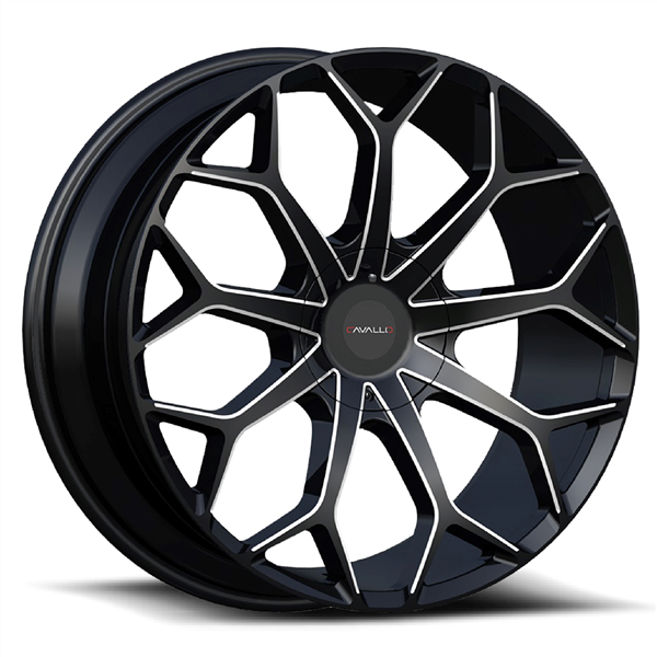 CAVALLO CLV-22 GLOSS BLACK/MILLED 22X9.5 5X115/5X4.75 +18 +74.1 *USED BUT ALMOST NEW*