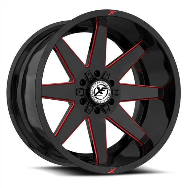 XF OFFROAD-XF236 GLOSS BLACK RED MILLED 20X10 6X135/6X5.5 -12 +106.4 *NEW STYLE 2023*